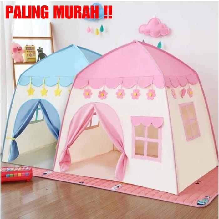 Tenda Anak Model House Rumah Jendela AN8112 Tenda Bermain Princess Castle Outdoor Biru dan Pink