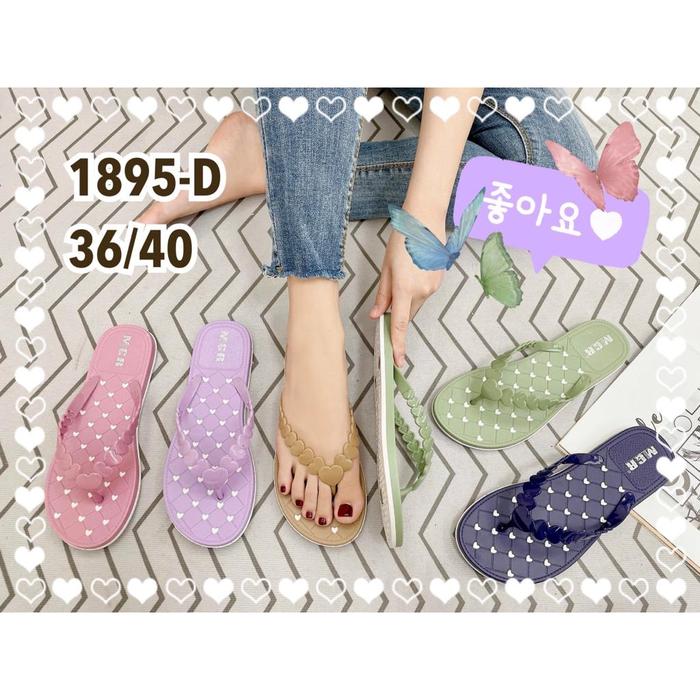 Sandal Jepit Korea Jelly Wanita Tali Love Love Love Super Cantik Lucu Elegant Import MGR Mokaya More