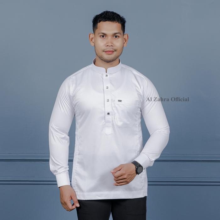 Al Zahra Koko Lengan Panjang Semi Gamis Pria manset Az-2048 (Putih)
