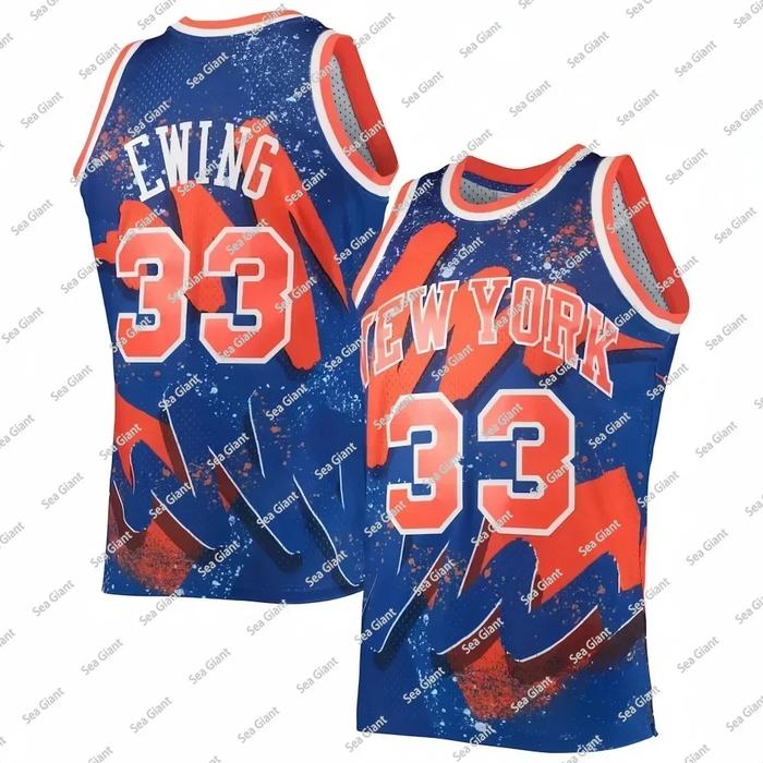 24 New Basketball Jersey  Knicks Ewing #33 1991 HYPER HOOPS Fan Edition Jersey Summer Children's Adu