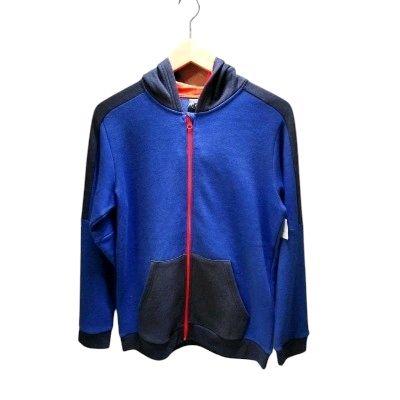 Hoodie Full Zip Varsity C9 Champion Biru Original Bahan Fleece Cotton untuk Boys/Junior Size L 66x54