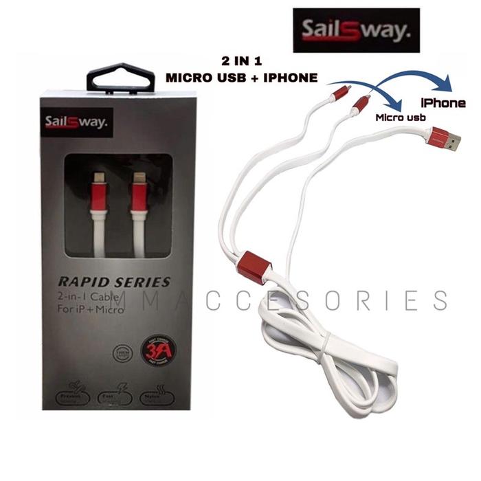 Kabel Data Premium Merk Sailsway Model 2 In 1 Sailsway Usb Fast Charge