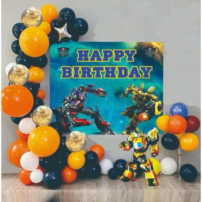 Paket balon backdrop ready stock karakter roblox/pororo/hotwheels/pokemon/boboiboy/shark/transformer