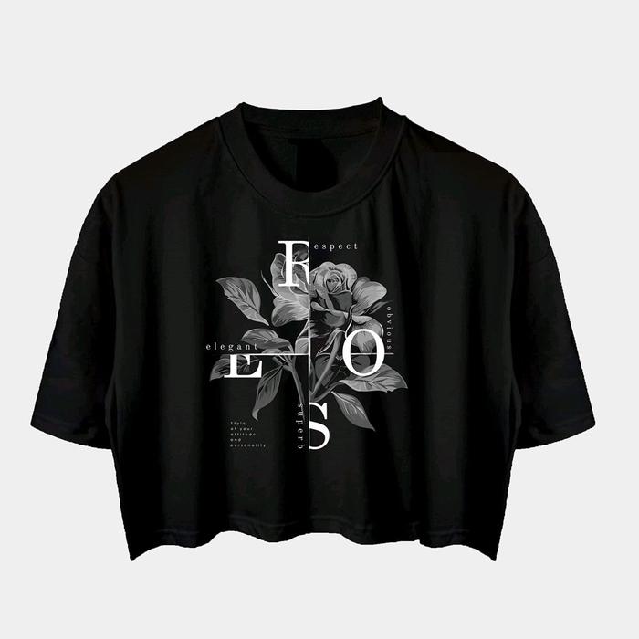 Tshir wanita crop tee dengan desain yang cantik menggunakaan mesin dtf print sablon tidak pecah Size
