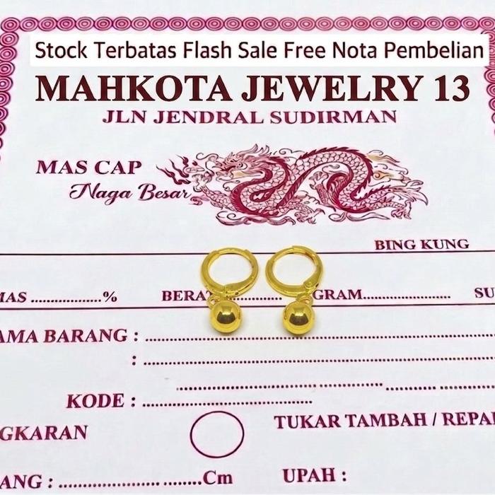 Anting Clip Bulat Dewasa Emas muda - Free nota perhiasan