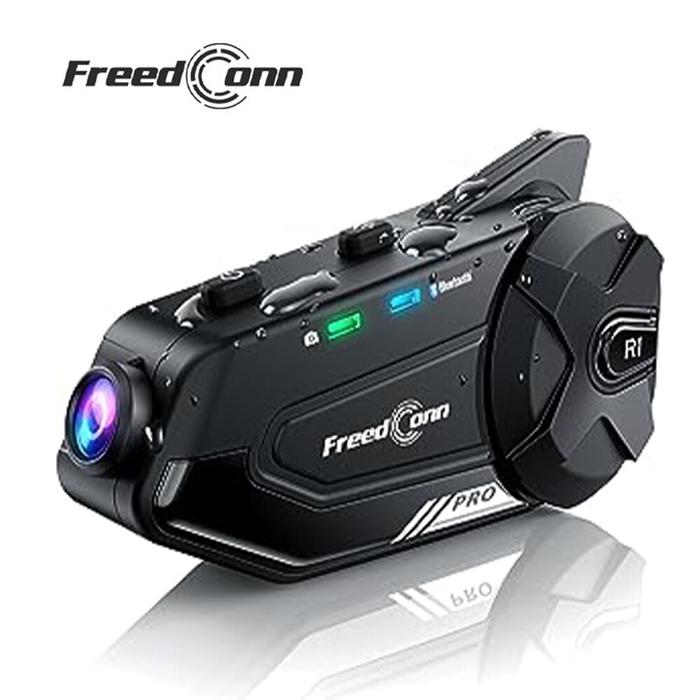 Freedconn R1 Plus helm motor interkom, kamera dasbor Bluetooth
