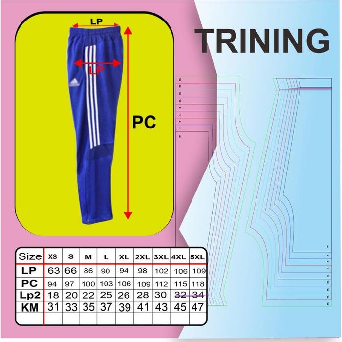 MASTER POLA DIGITAL CELANA TRINING FORMAT CORELDRAW BY APRILIA CLOTHING