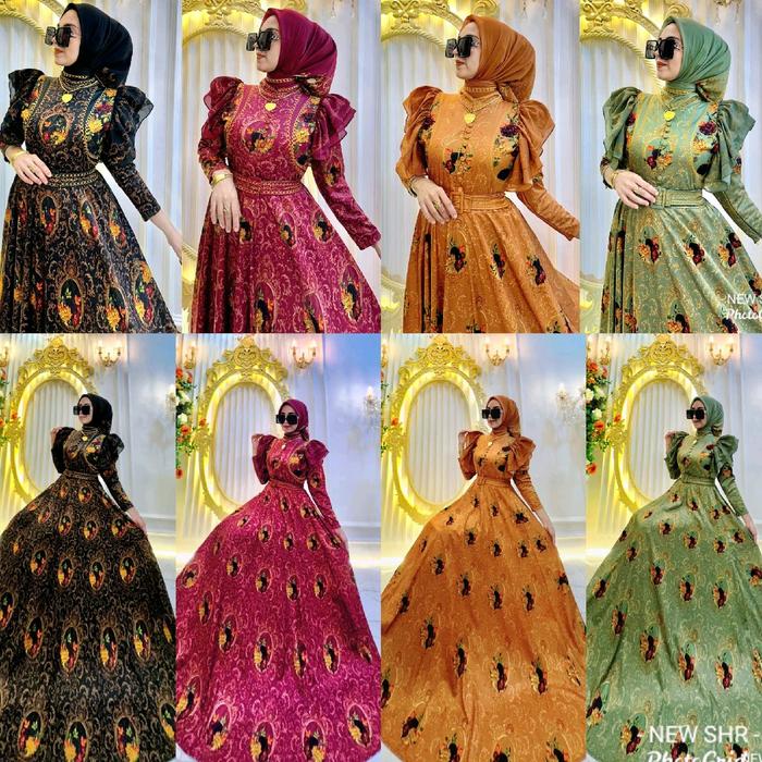 New!!Shr Maxi Dress Gamis Aurel Mewah Scuba Premium Baju Muslim gamsi