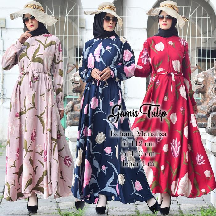 GAMIS SAJA TULIP MONALISA BUSUI RESLETING UKURAN FIT TO XL TANPA KHIMAR