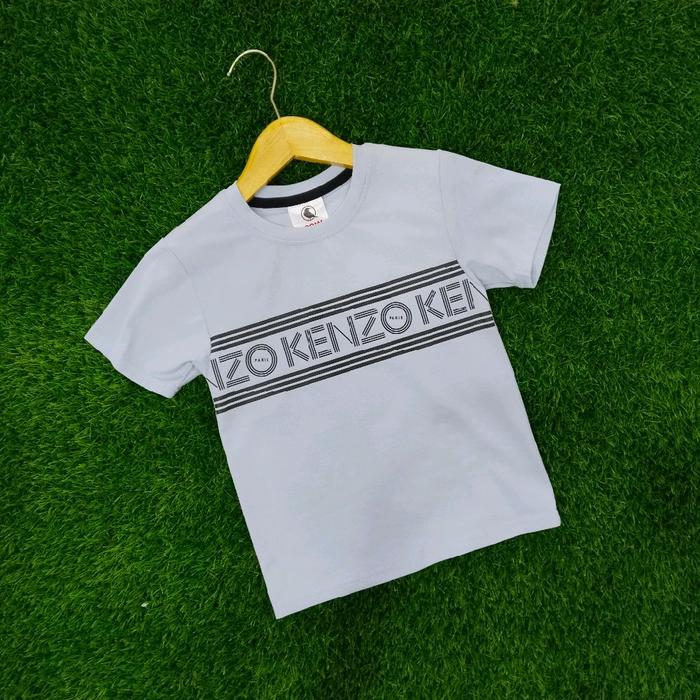 Kenzo Baju Kaos Anak Cowo Lengan Pendek Fashion dengan Desain Logo Berwarna Hitam dan Putih untuk Ga