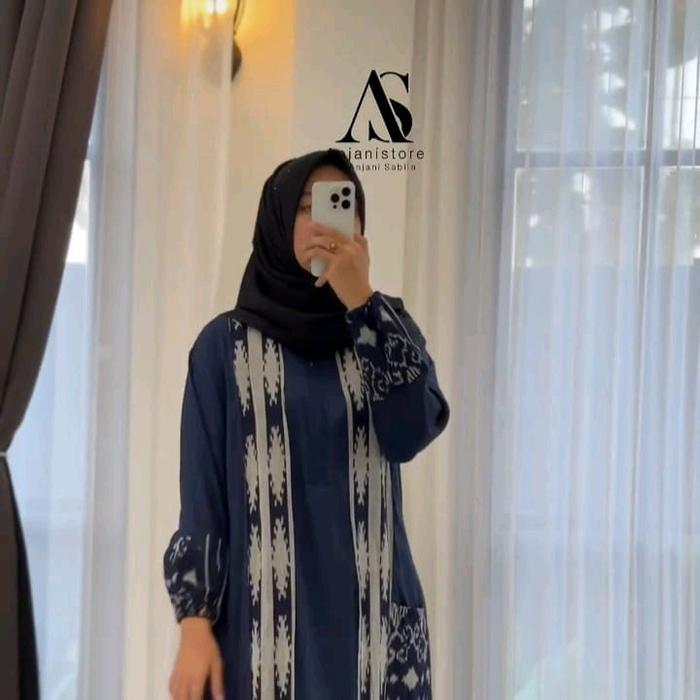 Dress Kekinian / Dress Santai / Dress Navy by Anjani Store (ORI)