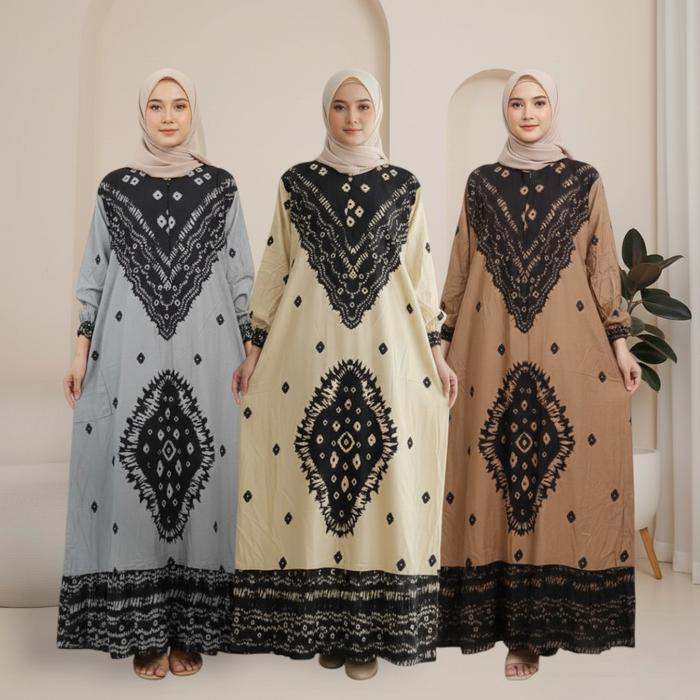 Istimewa Daster Rayon Jumbo Fit Ld 125 Kain Tebal Panjang 130 Busui Kancing Depan Motif Batik Nyaman