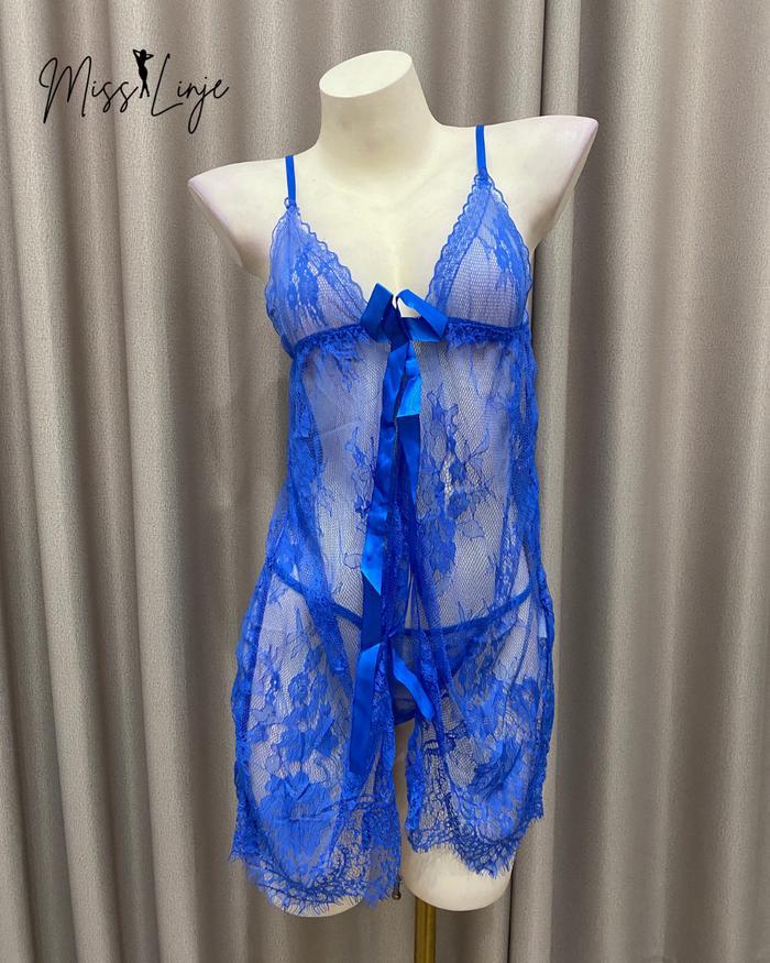 Missslinje M - Xxl Baju Tidur Big Size Lingerie Dress Lace Renda Ngaret Transparan Jumbo Dapat G Str
