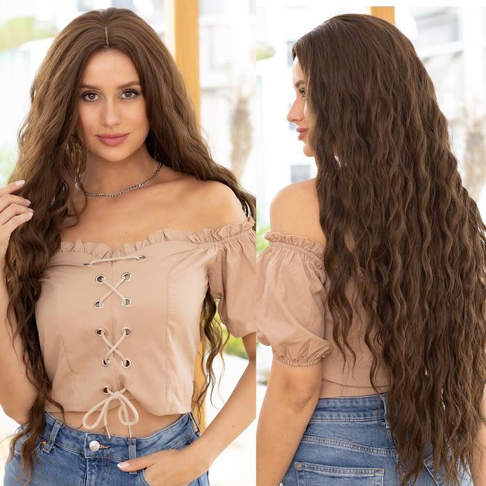 Brown Body Wave Synthetic Wigs For Women Long Wave Brown Lolita