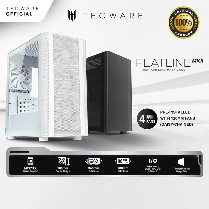 TECWARE FLATTG MK2 - Clean & Seamless mATX Case / Casing PC *