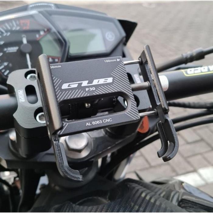 WHYN!! GUB P30 Original Phone Holder Hp Sepeda Motor Alumunium Alloy Tempat Hp Motor Dudukan Hp Sepe