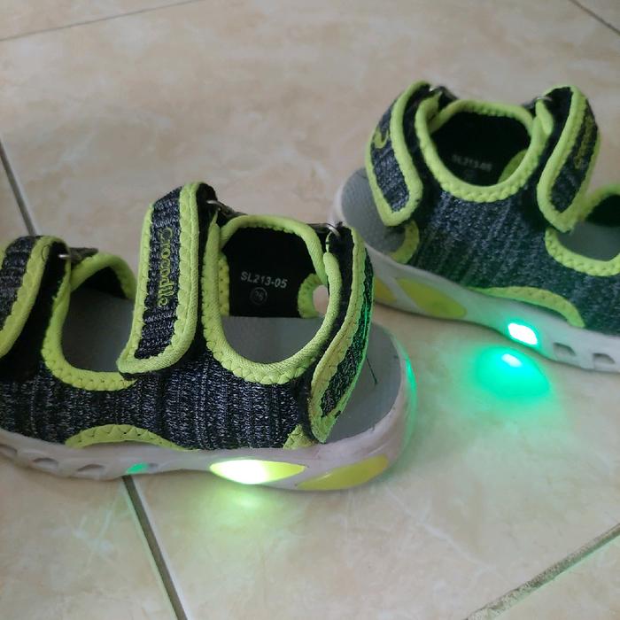 PL crocodile sepatu sandal anak hijau abu
