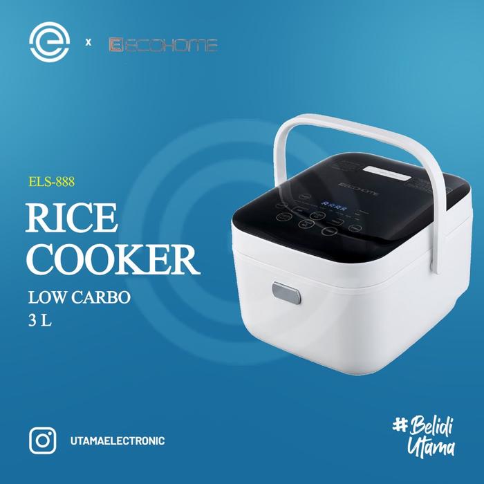 ECOHOME Rice Cooker Low Carbo Digital 3 Liter ELS-888