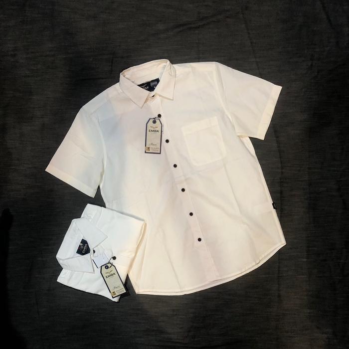 Kemeja Emba Classic Putih Kemeja Putih Cowok keren Kemeja Keren Kemeja Lengan Pendek Putih Pria Baju