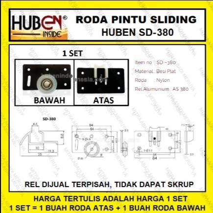 RODA PINTU LEMARI SLIDING HUBEN SD-380 | RODA PINTU GESER HUBEN SD380