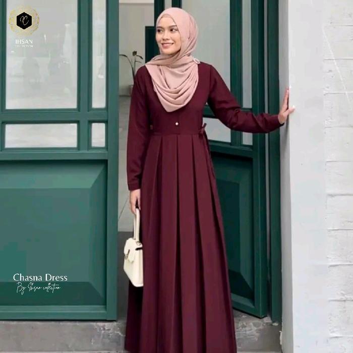 Ihsan Collection Dress muslim wanita kekinian ( Dress Lebaran Elegan ) Gaun Muslim Panjang Dewasa Re