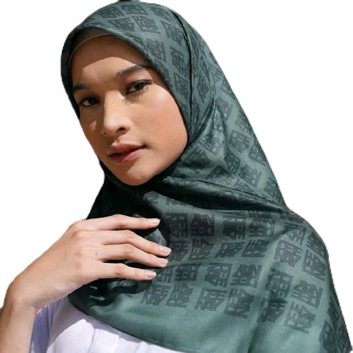 kerudung Muslim Deenay monogram Series (pink, peach, green, brown,army,nude,navy, mustard,grey,Sage)