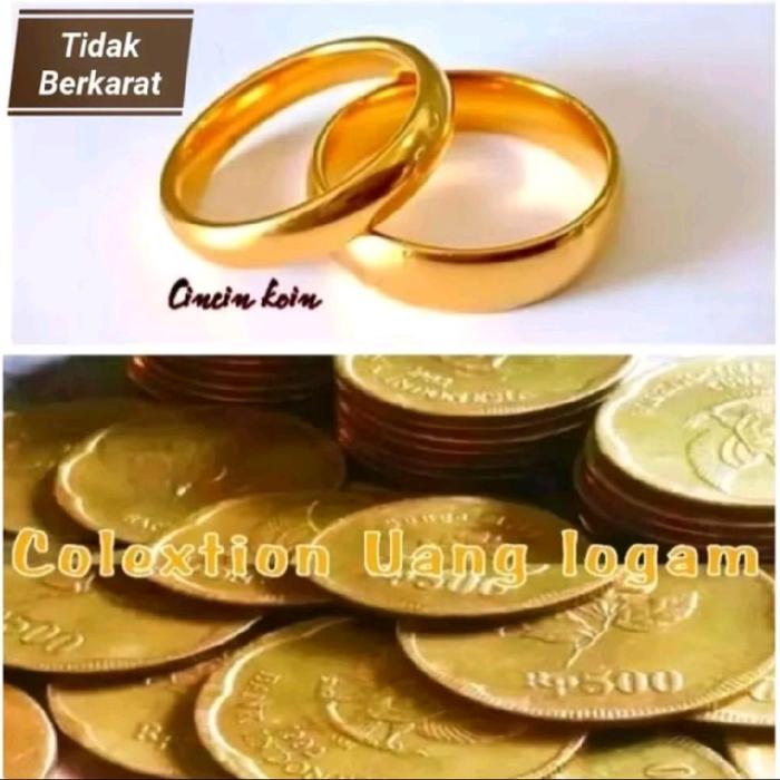 BELI 2 GRATIS 1 cincin motif polos uang logam koin asli 1991-1992 Tidak luntur Rings