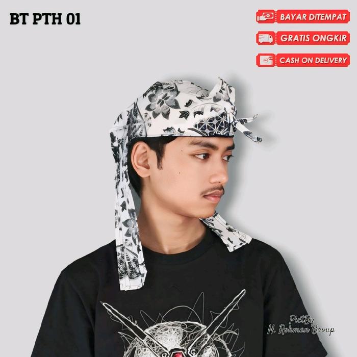 Blangkon Sunda Motif Batik Barong Bahan Katun+Spon Ukuran Dewasa All Size ( Karet+Tali )