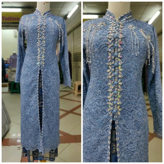 Kebaya Ibu Pengantin Berfuring / Ibu Besan Modern warna Hijau Sage Dress Wanita Anggun