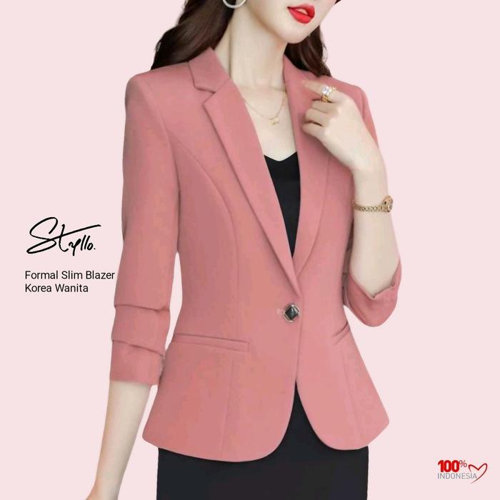 Yoona Blazer Kantor Jas Wanita Lengan Panjang Slimfit Kerja Formal Elegan Cantik Korea Salem Scuba