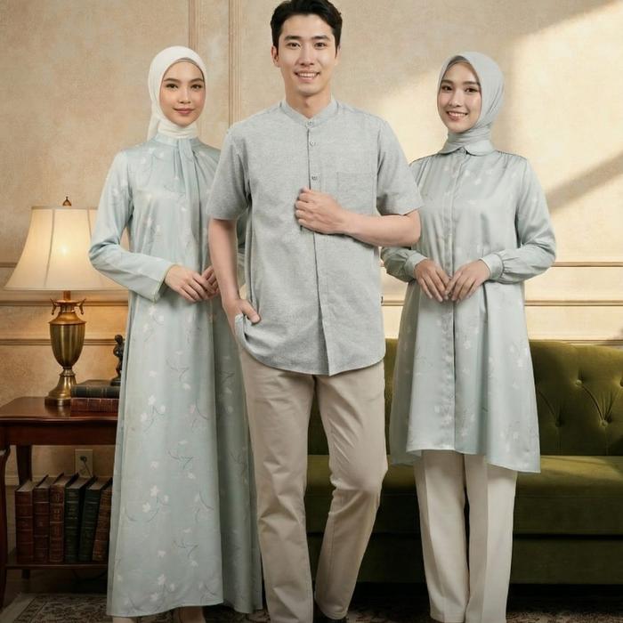 ZOYA Couple 2026 Sage Green - Fashion Muslim Baju Couple/Pasangan Nyra Dress /Nayma Midi Dress/Nazik