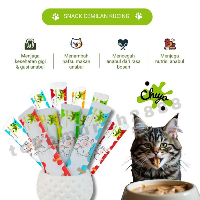 Chiyo Creamy Cat Strip Snack Kucing 15GR Snack Kucing Cemilan Kucing Makanan Hewan