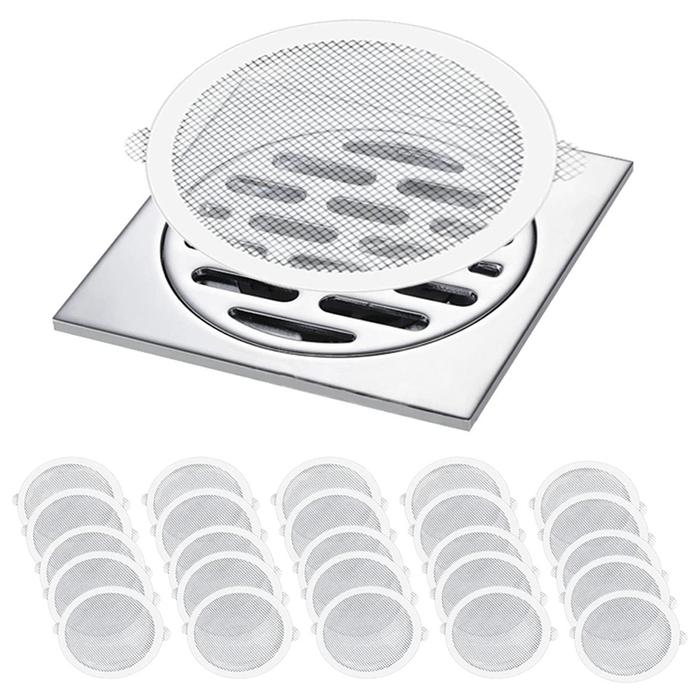 50 Pcs Disposable Shower Drain Hair Catcher Mesh Stickers, Anti Clogging Floor Sink Strainer, Shower