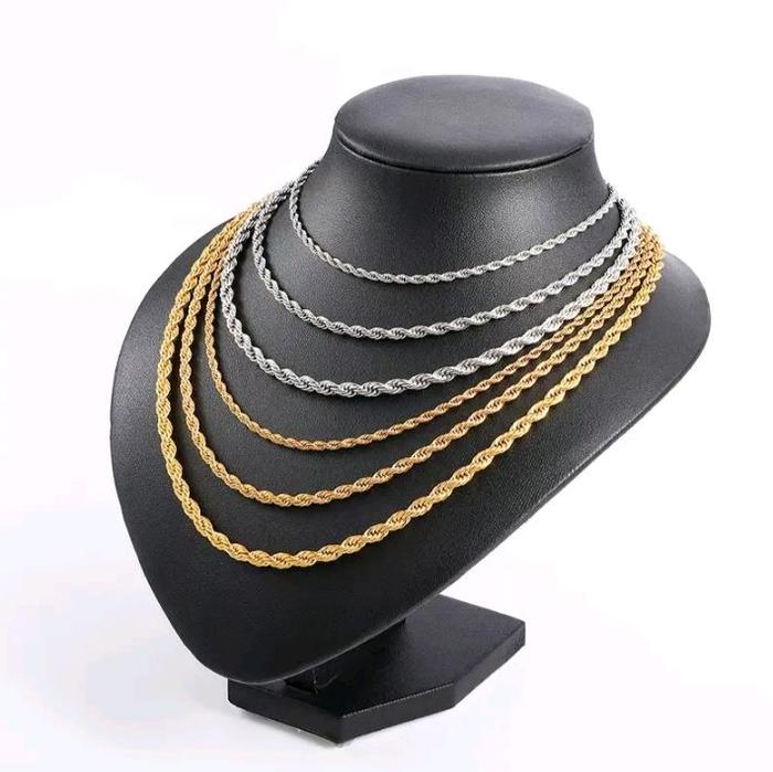 Kalung Titanium Model Tambang Terbaru Anti Karat Dan Luntur Untuk Pria Dan Wanita Elegan Dan Mewah M
