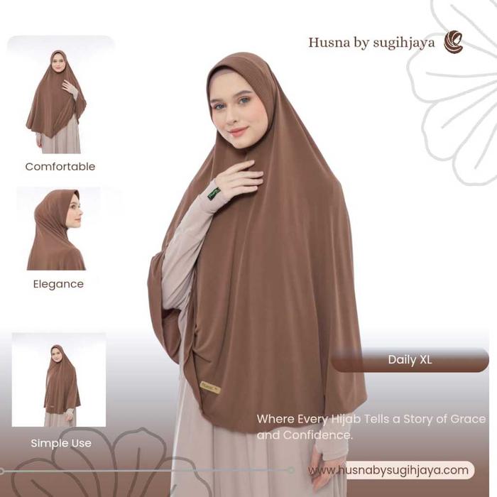 Husna Sugihjaya Bergo Daily Hijab Size XL By BILQEEZ STORE Kerudung Pet Sehari-hari Jersey Exclusive
