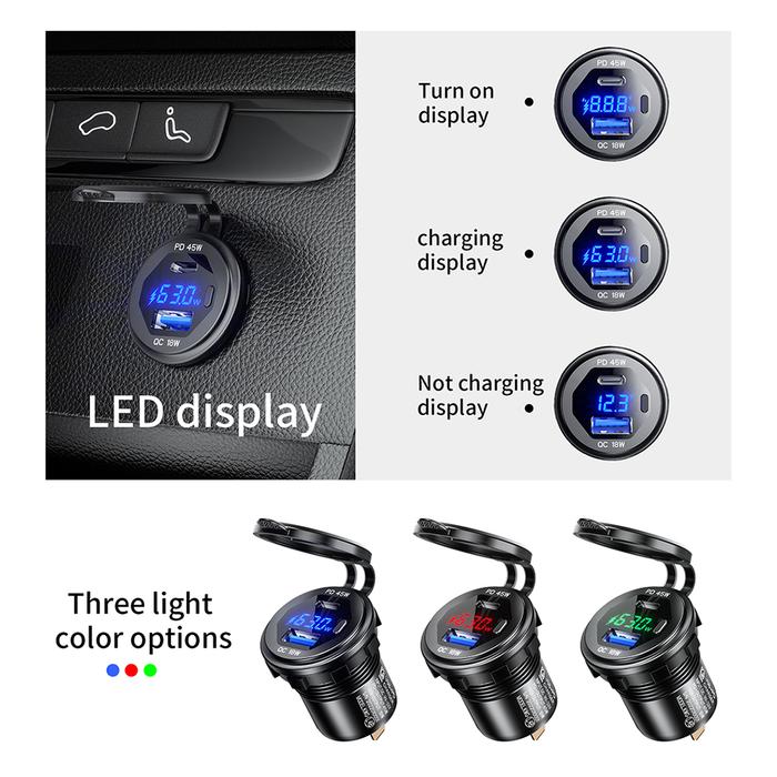 Quick Charge QC3 Dual USB Car Charger Socket Waterproof 9V-32V