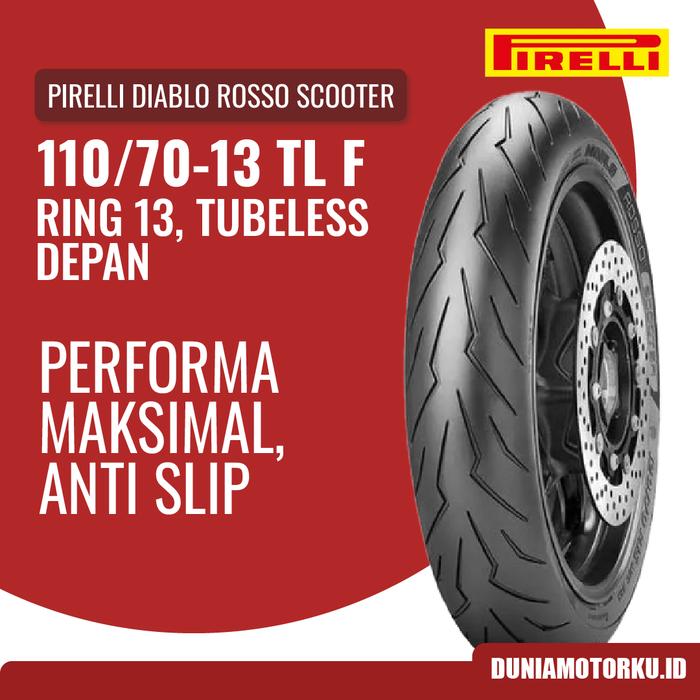 Ban Pirelli 110/70 Ring 13 Diablo Rosso Scooter Ban Motor NMAX PCX AEROX Ban Depan