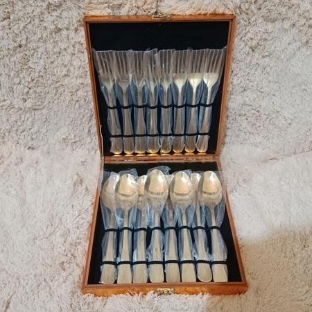 Aveline Sendok Set Sultan / Sendok Gold / Cutlery Set / Stainlees Set / Sendok Set Marble / Rak Send