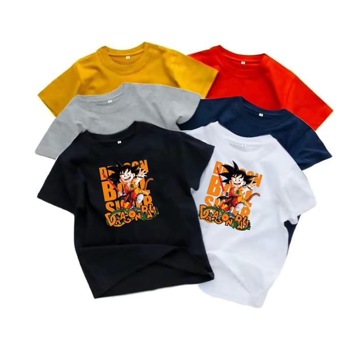 Kaos Anak Wanita Ideal Usia 2-10 Unisex Cewek Cowok Pakaian Anak Anak Oblong Anak GAMBAR DRAGON BALL