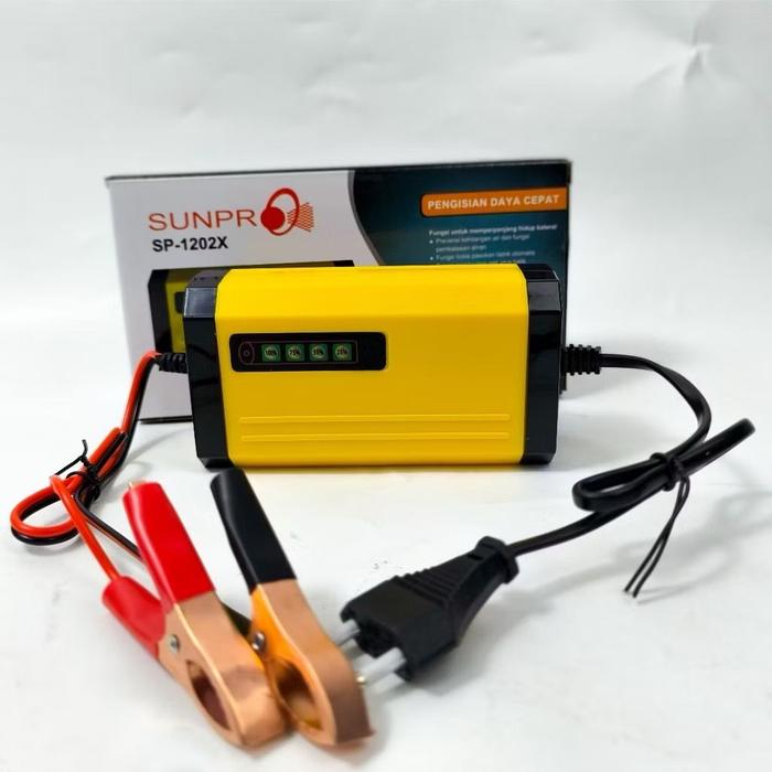 Adaptor Charger Aki Pengisi Daya Cepat Aki Sunpro SP-1202X 12V2A 12Volt 2Ampere 220Watt Lead Acid Ba