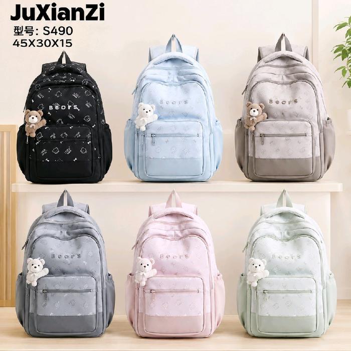 Tas Ransel Jumbo  Bears - Tas Sekolah SD SMP SMA – Tas santai JuXianZi S490 Bonus Boneka Bear