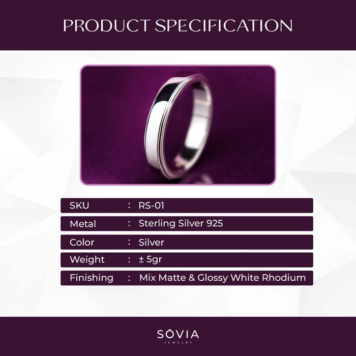 Sovia Jewelry - Cincin Single Cowok Perak Silver Rs-01
