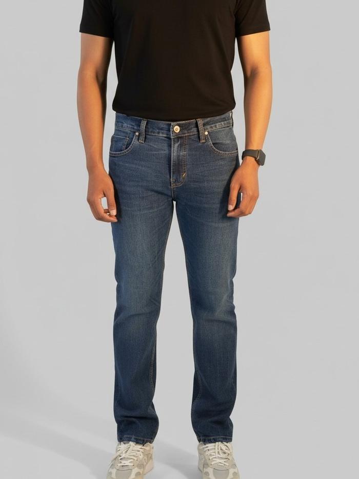 NINO.CO CURE Blue Stretch Denim Celana Jeans Pria Slim Fit – Premium Tinted Wash Street Style YKK Zi