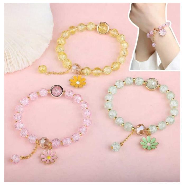 Gelang Kristal Motif Bunga Cantik Gelang Fashion Kristal Bunga