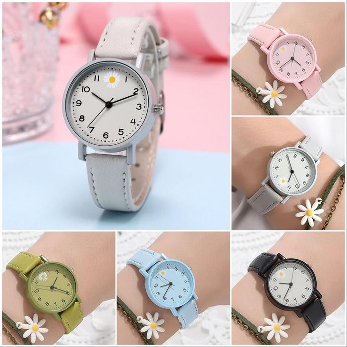 IWD Jam Tangan Wanita Bunga Daisy Bulat Analog Quartz Korean Watch Analog Fashion Wanita Belum Anti 