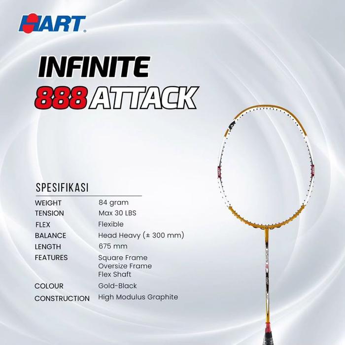 [ Original ] Raket Badminton Hart Infinite 888 Attack / Defensive 30 lbs