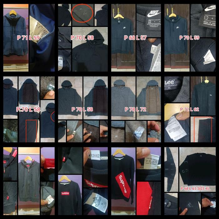 All Brand Second Thrift Hoodie Zipper Crewneck Pria Wanita Distro Sweater Casual Motif Unisex Sweats