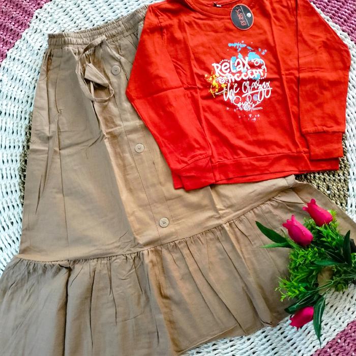 Exriss Setelan rok anak perempuan umur 7th-10th Baju Pakaian Fashion