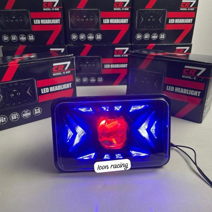 LAMPU DEPAN BILED CR7 MODEL SISIK ANGEL EYE 2 WARNA BILED KOTAK 4X6 INCH GL100 HONDA WIN GL MAX RX K