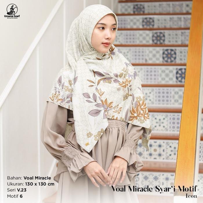 Hijab Umama Voal Miracle Syari Motif Pouch LOGO UM GOLD 130x130cm // V.23 Motif 6